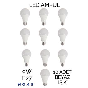 Full Reyon 10 Adet 9 Watt E27 Beyaz Işık Duylu Led Ampul
