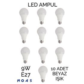 Full Reyon 10 Adet 9 Watt E27 Beyaz Işık Duylu Led Ampul