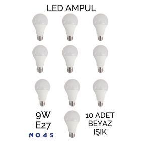 Full Reyon 10 Adet 9 Watt E27 Beyaz Işık Duylu Led Ampul