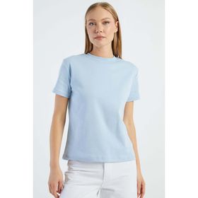 Fulla Moda 81040 Basic Bisiklet Yaka Salaş Kadın T-shirt