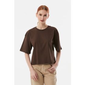 Fulla Moda 81040 Basic Bisiklet Yaka Salaş Kadın T-shirt