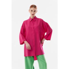 Fulla Moda Tek Cepli Oversize Bayan Gömlek