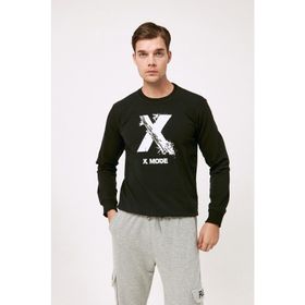 FullaModa Baskılı Bisiklet Yaka Ekru Kadın Sweatshirt