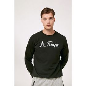 FullaModa Baskılı Bisiklet Yaka Ekru Kadın Sweatshirt