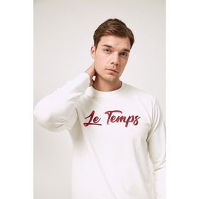 FullaModa Baskılı Bisiklet Yaka Ekru Kadın Sweatshirt
