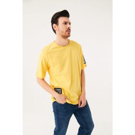 FullaModa Baskılı Bisiklet Yaka Erkek Tişört