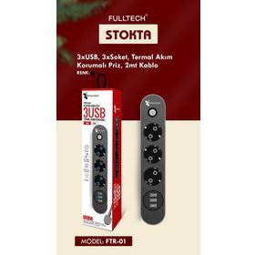 Fulltech FTR-01 3'lü 3 x Usb 2mt Kablo Gri Uzatma Kablosu