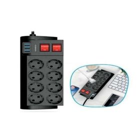 Fulltech FTR-08 8'li 3 Usbli 2 m Termal Akım Korumalı Uzatma Kablosu Çoklu Priz