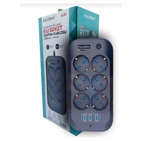 Fulltech FTR-11 6 Priz 3XUSB 2500W Termal Akım Korumalı Priz