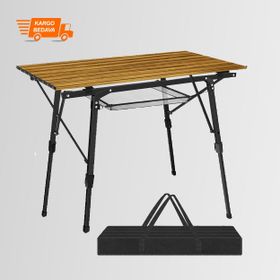 Funky Chairs Elite Alüminyum Teleskopik Ayaklı Ahşap Desen Kamp Piknik Masası