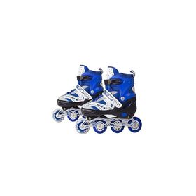 Furkan Toys F-Sports 2+2 Ayarlanabilir Ön Tekerleği Işıklı Çantalı Metal Mavi Siyah Alıştırma Pateni