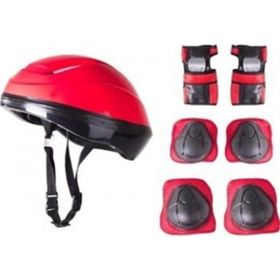 Furkan Toys Kırmızı F-Sports Kask Dizlik Dirseklik Koruyucu Set