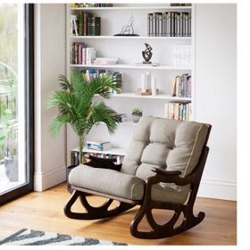 Furmet Modüler Ceviz Açık Bej Cozy Sallanan Sandalye ve TV Koltuğu