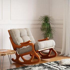 Furmet Modüler Meşe Açık Bej Cozy Sallanan Sandalye ve TV Koltuğu