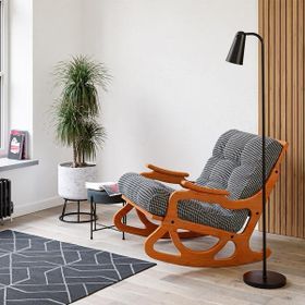 Furmet Modüler Meşe Siyah Kazayağı Cozy Sallanan Sandalye ve TV Koltuğu