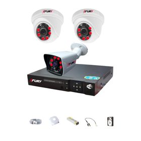 Fury 14125525 2 İç 1 Dış Kameralı 5MP Lens 2MP 1TB Görüntü Gece Görüşlü FHD Güvenlik Kamerası
