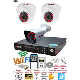 Fury 14125525 2 İç 1 Dış Kameralı 5MP Lens 2MP Görüntü 500GB Gece Görüşlü FHD Güvenlik Kamerası