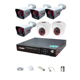 Fury 14125525 2 İç 4 Dış Kameralı 5MP Lens 2MP Görüntü 1TB Gece Görüşlü Full HD Güvenlik Kamerası