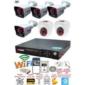 Fury 14125525 2 İç 4 Dış Kameralı 5MP Lens 2MP Görüntü 1TB Gece Görüşlü Full HD Güvenlik Kamerası