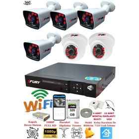 Fury 14125525 2 İç 4 Dış Kameralı 5MP Lens 2MP Görüntü 320GB Gece Görüşlü Full HD Güvenlik Kamerası