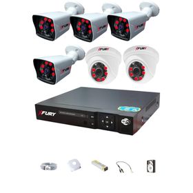 Fury 14125525 2 İç 4 Dış Kameralı 5MP Lens 2MP Görüntü 500GB Gece Görüşlü Full HD Güvenlik Kamerası