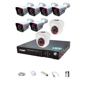 Fury 14125525 2 İç 6 Dış Kameralı 5MP Lens 2MP Görüntü 1TB Gece Görüşlü Full HD Güvenlik Kamerası