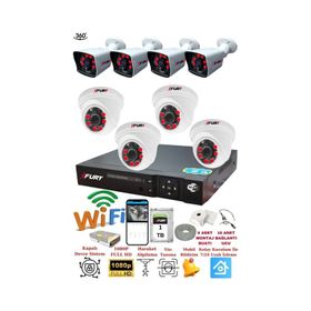 Fury 14125525 4 İç 4 Dış Kameralı 5MP Lens 2MP Görüntü 1TB Gece Görüşlü Full HD Güvenlik Kamerası