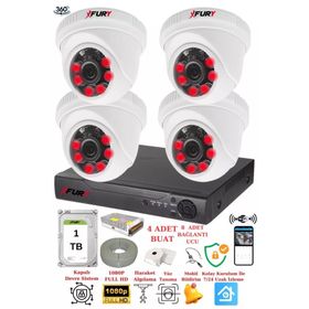 Fury 1412A 4 Kameralı 5MP 3.6 mm Lens 2MP Görüntü 1TB 6 Atom LED Gece Görüşlü Full HD Güvenlik Kamerası