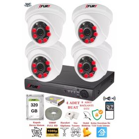 Fury 1412A 4 Kameralı 5MP 3.6 mm Lens 2MP Görüntü 320GB 6 Atom LED Gece Görüşlü Full HD Güvenlik Kamerası