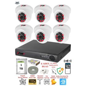 Fury 1412A 6 Kameralı 5MP 3.6 mm Lens 2MP Görüntü 1TB 6 Atom Led Gece Görüşlü Full HD Güvenlik Kamera
