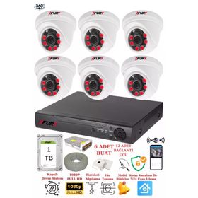 Fury 1412A 6 Kameralı 5MP 3.6 mm Lens 2MP Görüntü 1TB 6 Atom Led Gece Görüşlü Full HD Güvenlik Kamera