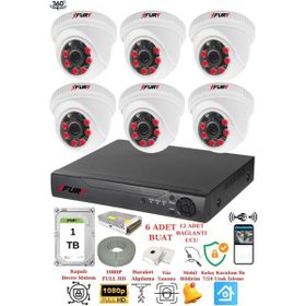 Fury 1412A 6 Kameralı 5MP 3.6 mm Lens 2MP Görüntü 1TB 6 Atom Led Gece Görüşlü Full HD Güvenlik Kamera