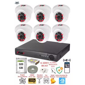 Fury 1412A 6 Kameralı 5MP 3.6 mm Lens 2MP Görüntü 320GB 6 Atom Led Gece Görüşlü Full HD Güvenlik Kamera