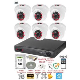 Fury 1412A 6 Kameralı 5MP 3.6 mm Lens 2MP Görüntü 320GB 6 Atom Led Gece Görüşlü Full HD Güvenlik Kamera