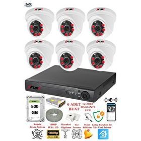 Fury 1412A 6 Kameralı 5MP 3.6 mm Lens 2MP Görüntü 500GB 6 Atom Led Gece Görüşlü Full HD Güvenlik Kamera