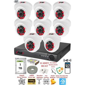 Fury 1412A 8 Kameralı 5MP 3.6 mm Lens 2MP Görüntü 1TB 6 Atom LED Gece Görüşlü Full HD Güvenlik Kamerası