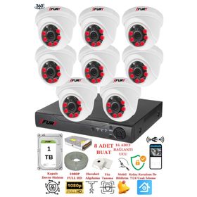 Fury 1412A 8 Kameralı 5MP 3.6 mm Lens 2MP Görüntü 1TB 6 Atom LED Gece Görüşlü Full HD Güvenlik Kamerası