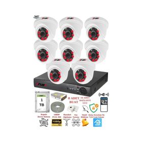 Fury 1412A 8 Kameralı 5MP 3.6 mm Lens 2MP Görüntü 1TB 6 Atom LED Gece Görüşlü Full HD Güvenlik Kamerası