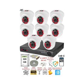 Fury 1412A 8 Kameralı 5MP 3.6 mm Lens 2MP Görüntü 320GB 6 Atom LED Gece Görüşlü Full HD Güvenlik Kamerası
