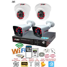 Fury 251412 4 Kameralı 5MP 3.6 mm Lens 2MP Görüntü 320GB 6 Atom LED Gece Görüşlü Full HD Güvenlik Kamerası