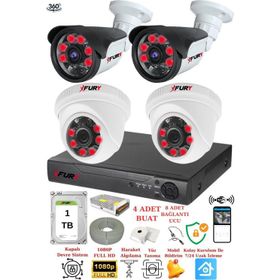 Fury 551412 4 Kameralı 5MP 3.6 mm Lens 2MP Görüntü 1TB 6 Atom LED Gece Görüşlü Full HD Güvenlik Kamerası