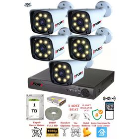 Fury 5520W 5 Kameralı 5MP Lens 1080P 2MP Color Görüntü 1TB 8 Warm Led Gece Görüş Full HD Güvenlik Kamera