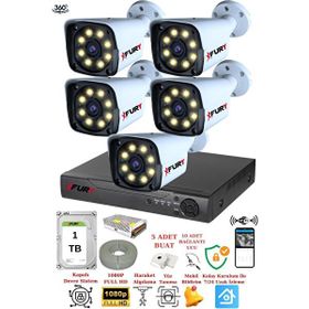 Fury 5520W 5 Kameralı 5MP Lens 1080P 2MP Color Görüntü 1TB 8 Warm Led Gece Görüş Full HD Güvenlik Kamera