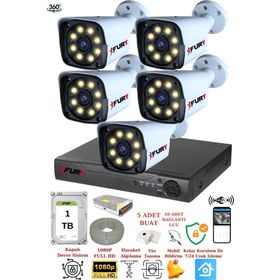 Fury 5520W 5 Kameralı 5MP Lens 1080P 2MP Color Görüntü 1TB 8 Warm Led Gece Görüş Full HD Güvenlik Kamera