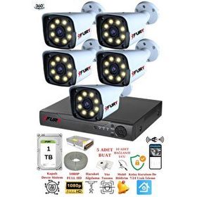 Fury 5520W 5 Kameralı 5MP Lens 1080P 2MP Color Görüntü 1TB 8 Warm Led Gece Görüş Full HD Güvenlik Kamera