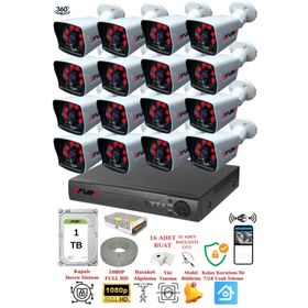 Fury 5525A 16 Kameralı 5MP Lensli 1080P 2MP Görüntü 6 Atom 1TB Gece Görüşlü Full HD Güvenlik Kamerası