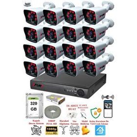 Fury 5525A 16 Kameralı 5MP Lensli 1080P 2MP Görüntü 6 Atom 320GB Gece Görüşlü Full HD Güvenlik Kamerası