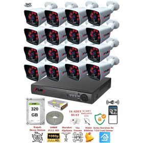 Fury 5525A 16 Kameralı 5MP Lensli 1080P 2MP Görüntü 6 Atom 320GB Gece Görüşlü Full HD Güvenlik Kamerası