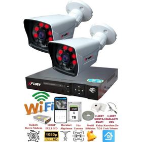 Fury 5525A 2 Kameralı 5MP Lensli 1080P 2MP Görüntü 6 Atom 1TB Gece Görüşlü Full HD Güvenlik Kamerası