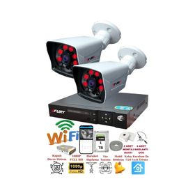 Fury 5525A 2 Kameralı 5MP Lensli 1080P 2MP Görüntü 6 Atom 1TB Gece Görüşlü Full HD Güvenlik Kamerası
